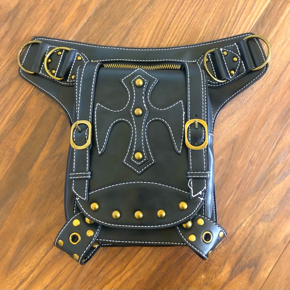 Gothic Cross Steampunk PU Leather Waist & Crossbody Bag